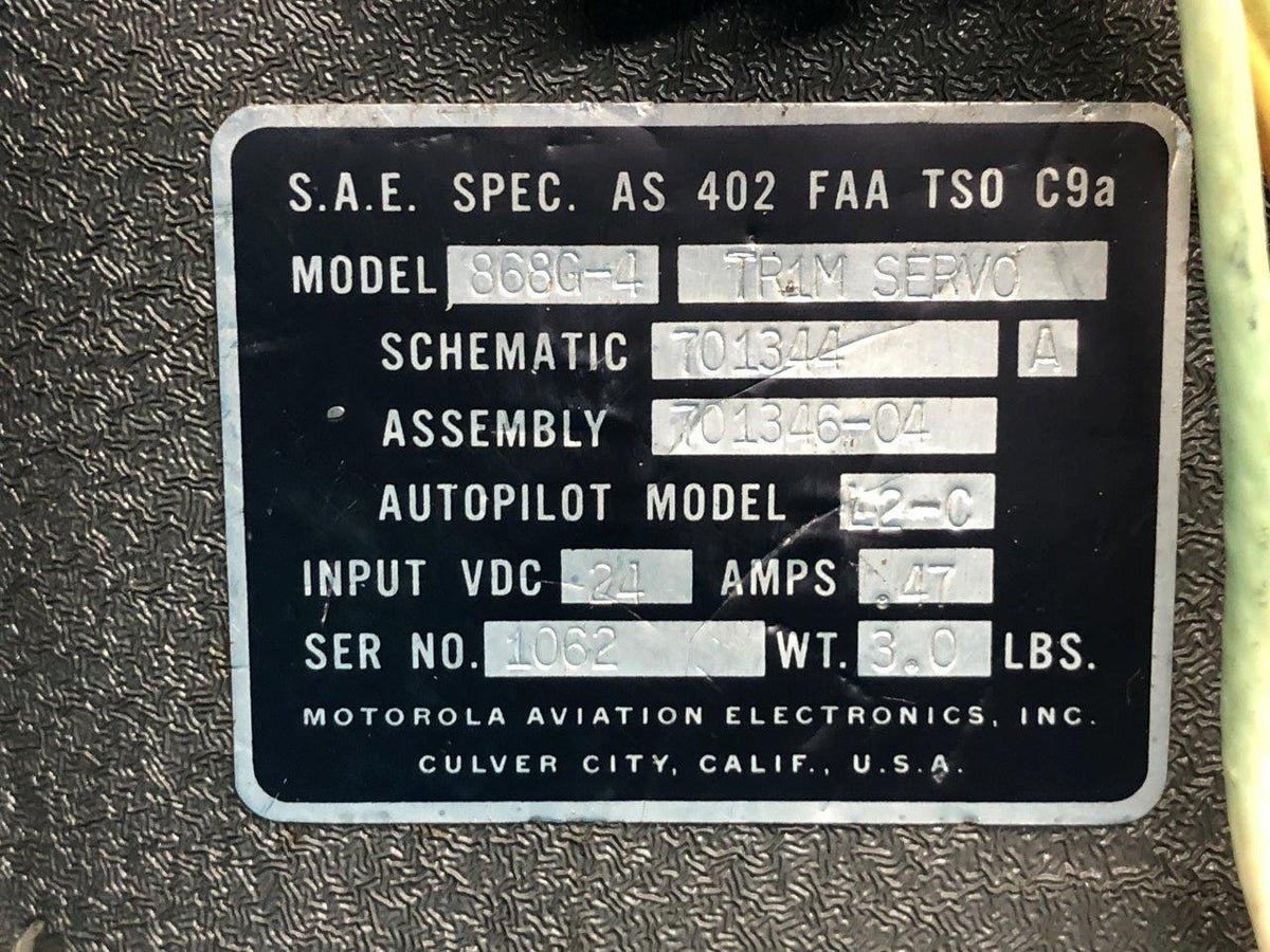 Motorola Aviation 701346-04 Motorola Aviation 868G-4 Trim Servo Assembly