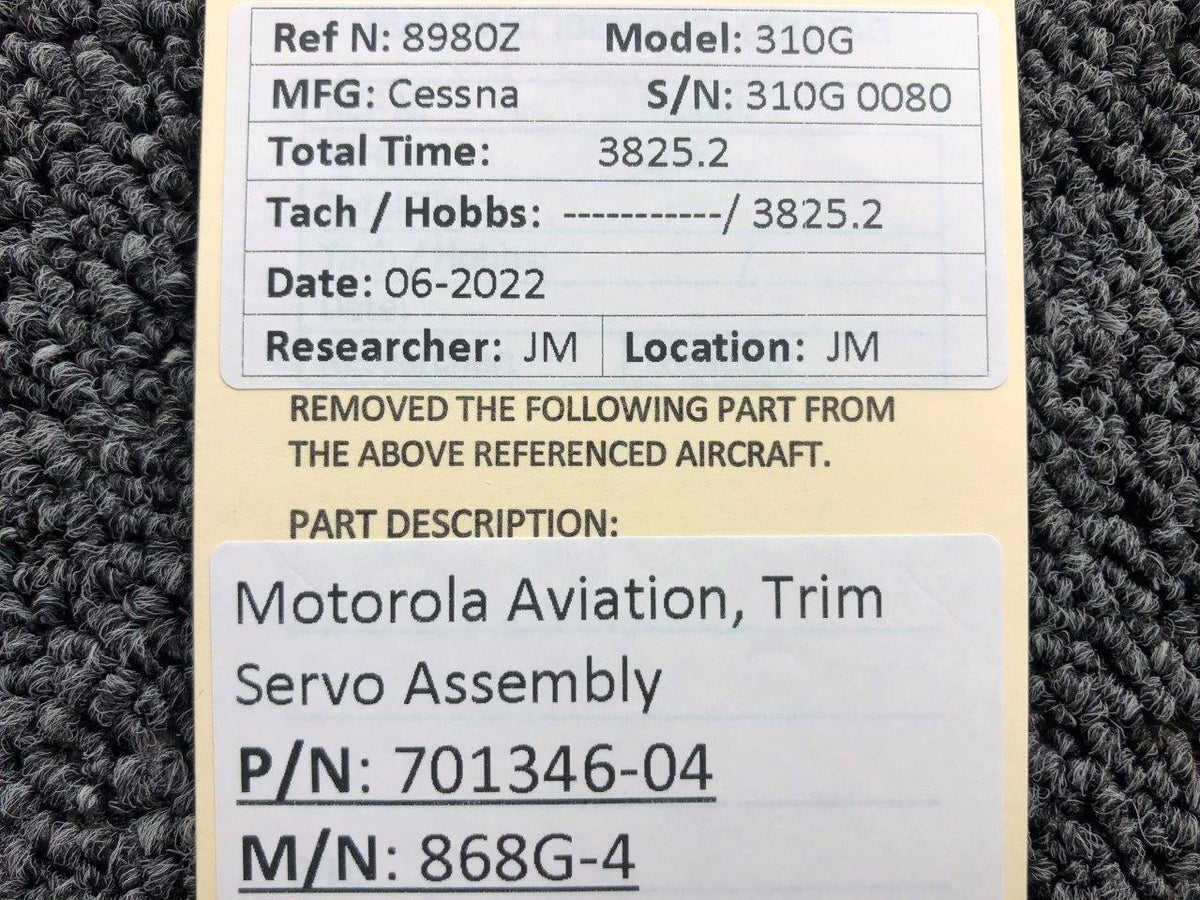 Motorola Aviation 701346-04 Motorola Aviation 868G-4 Trim Servo Assembly