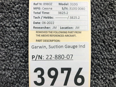 Garwin 22-880-07 Garwin Suction Gauge Indicator