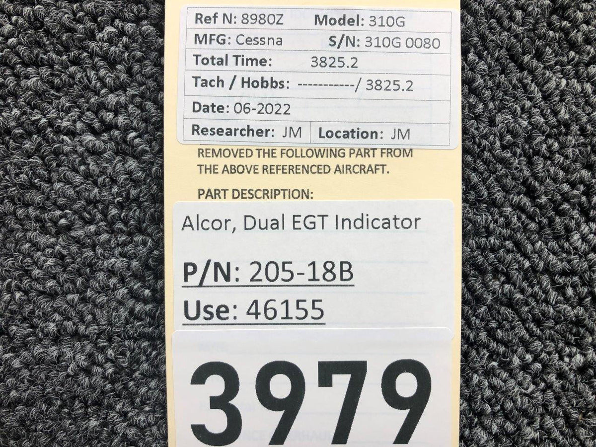 Alcor 205-18B USE 46155 Alcor Dual Exhaust Gas Temperature Indicator