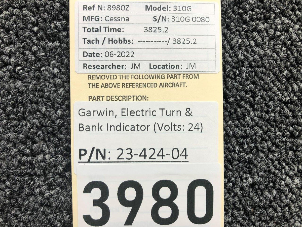 Garwin 23-424-04 Garwin Electric Turn and Bank Indicator Volts 24