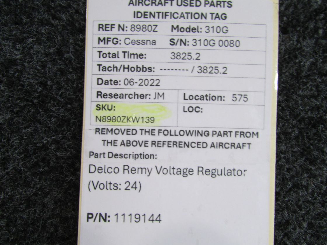1119144 Delco Remy Voltage Regulator (Volts: 24) – BAS Part Sales