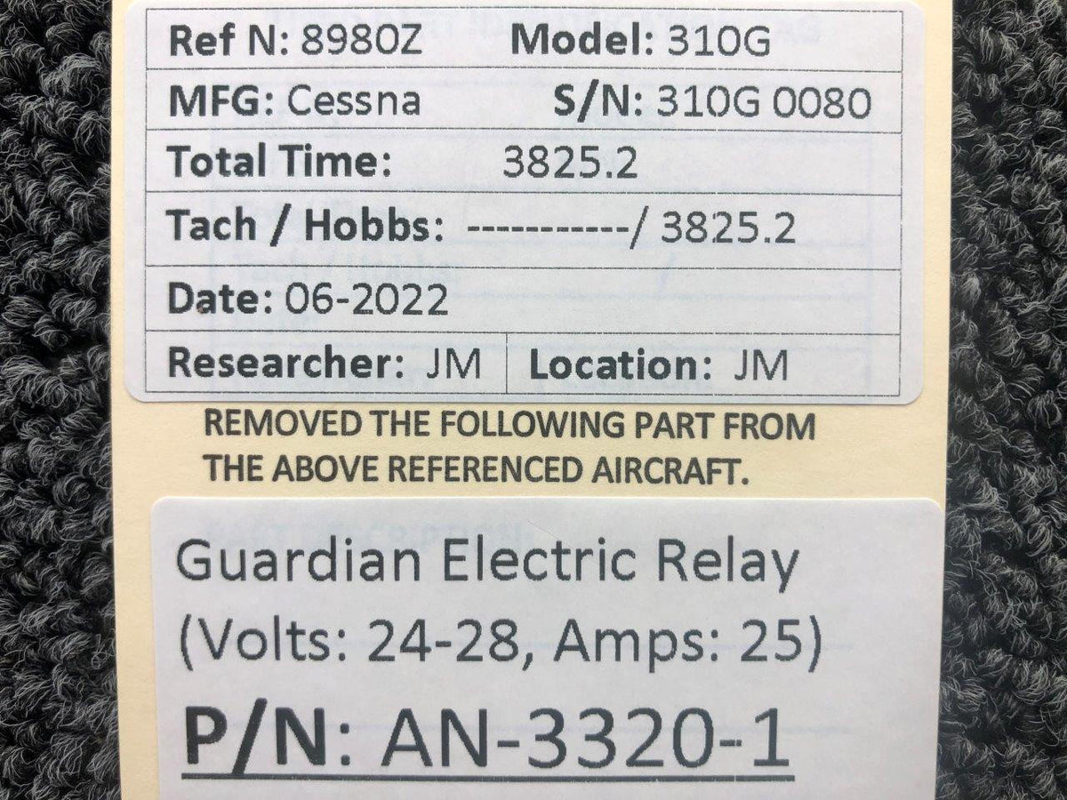 Guardian Electric AN-3320-1 Guardian Electric Relay Volts 24-28, Amps 25