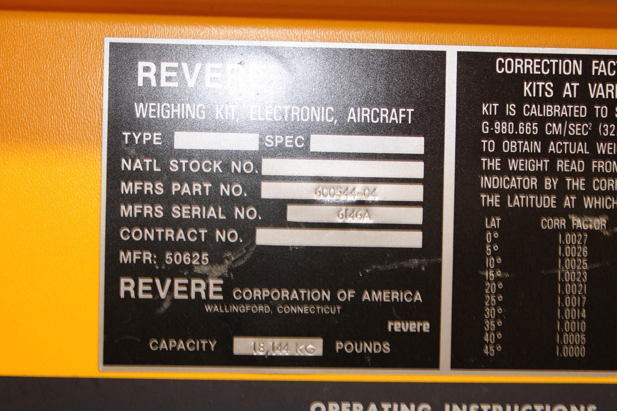 Revere 600544-04 Revere Electronic Weighing Kit W/ Load Cells and Connectors SA