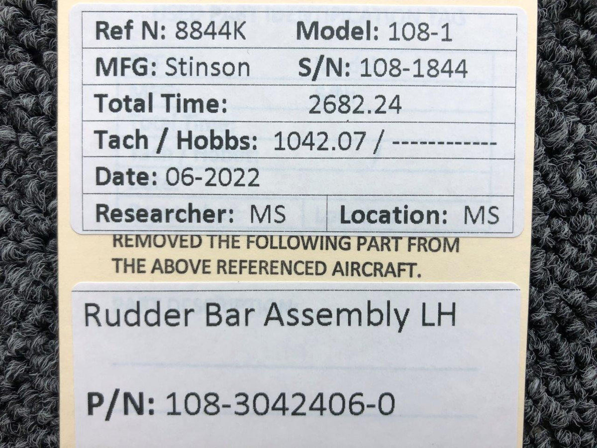 Stinson 108-3042406-0 Stinson 108-1 Rudder Bar Assembly LH
