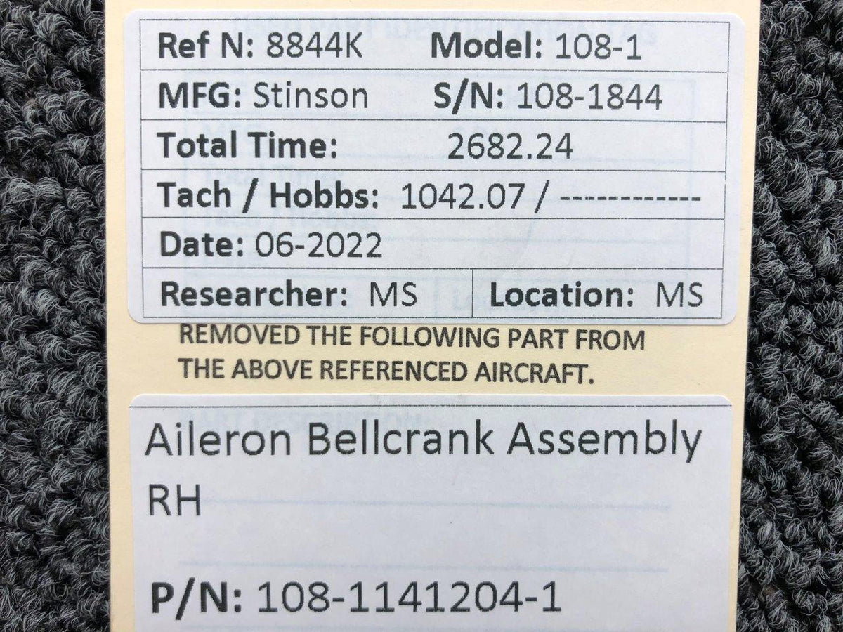 Stinson 108-1141204-1 Stinson 108-1 Aileron Bellcrank Assembly RH