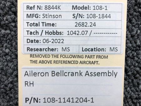 Stinson 108-1141204-1 Stinson 108-1 Aileron Bellcrank Assembly RH