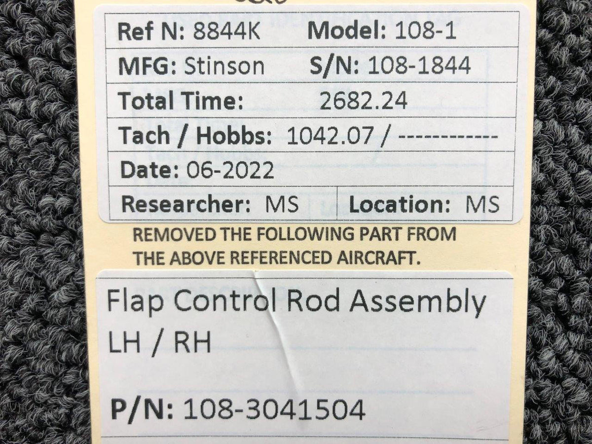 108-3041504 Stinson 108-1 Flap Control Rod Assembly LH / RH BAS Part Sales | Airplane Parts