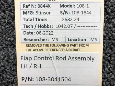 108-3041504 Stinson 108-1 Flap Control Rod Assembly LH / RH BAS Part Sales | Airplane Parts