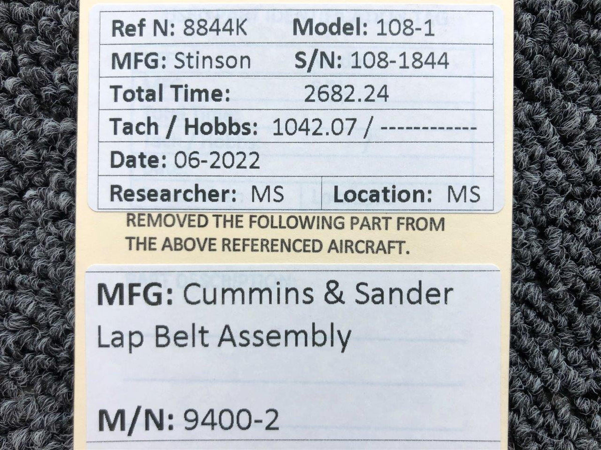 Cummings and Sander 9400-2 Cummings and Sander Lap Belt Assembly