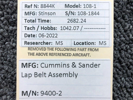 Cummings and Sander 9400-2 Cummings and Sander Lap Belt Assembly