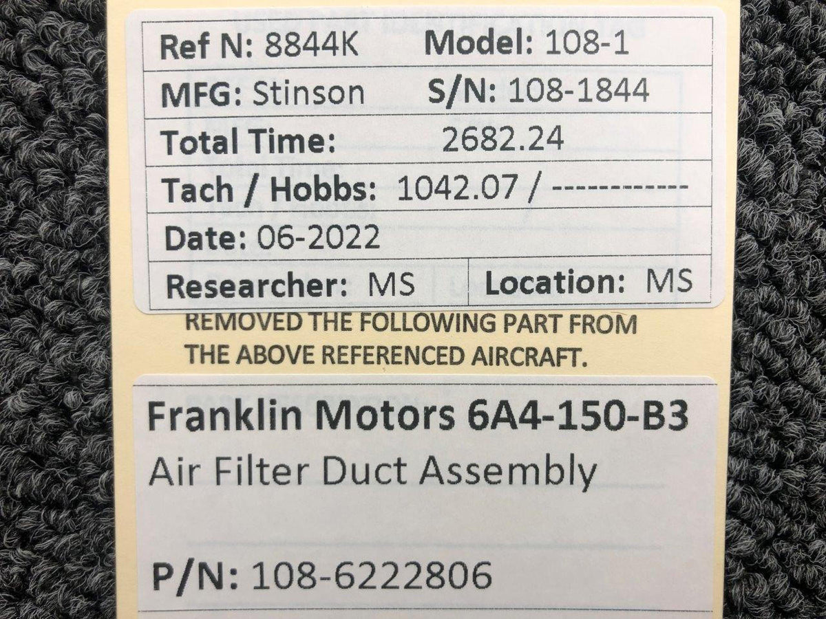 Franklin 108-6222806 Franklin Motors 6A4-150-B3 Air Filter Duct Assembly