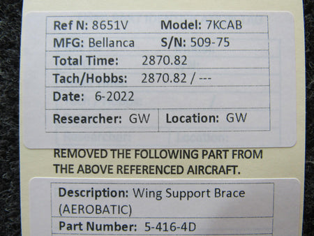 Bellanca 5-416-4D Bellanca 7KCAB Wing Support Brace AEROBATIC