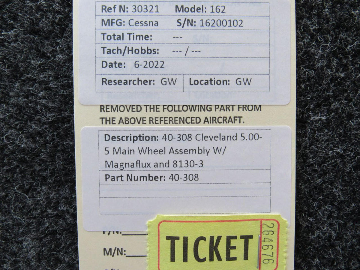 Cleveland 40-308 Cleveland 5.00-5 Main Wheel Assembly W/ Magnaflux and 8130-3
