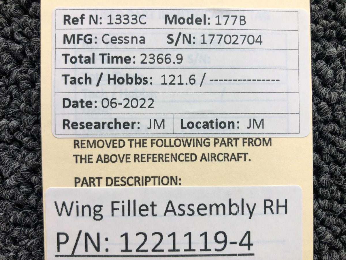 Cessna Aircraft Parts 1221119-4 Cessna 177B Wing Fillet Assembly RH