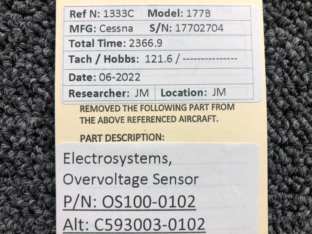Electrosystems Inc OS100-0102 ALT C593003-0102 Electrosystems Overvoltage Sensor