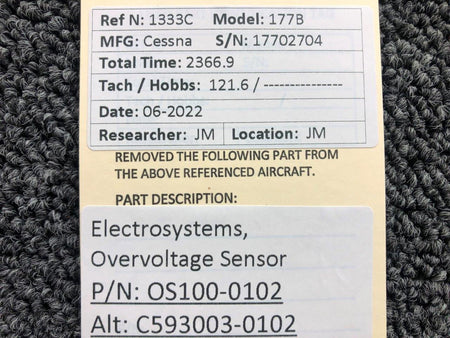 Electrosystems Inc OS100-0102 ALT C593003-0102 Electrosystems Overvoltage Sensor