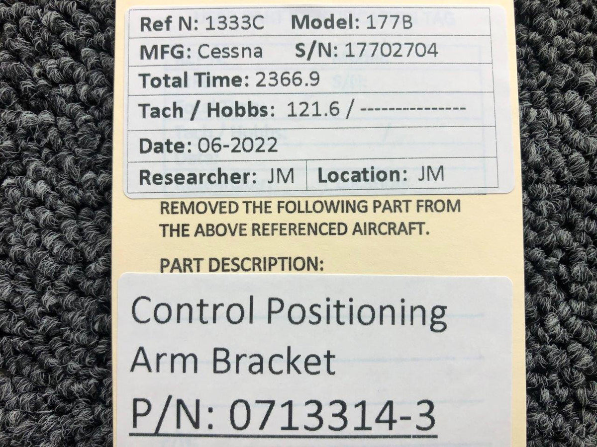 0713314-3 Cessna 177B Control Arm Positioning Bracket BAS Part Sales | Airplane Parts