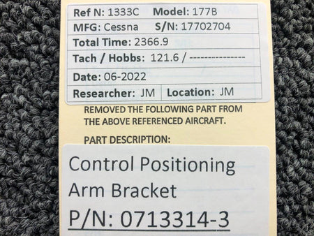 0713314-3 Cessna 177B Control Arm Positioning Bracket BAS Part Sales | Airplane Parts
