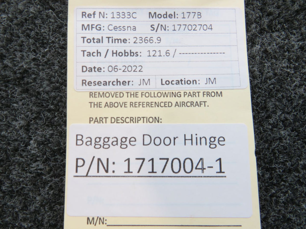 1717004-1 Cessna 177B Baggage Door Hinge BAS Part Sales | Airplane Parts