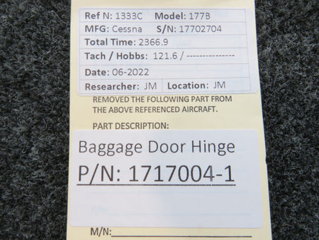 1717004-1 Cessna 177B Baggage Door Hinge BAS Part Sales | Airplane Parts