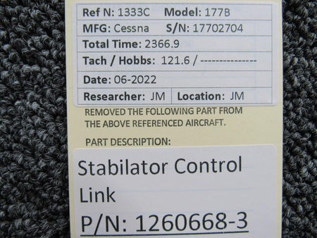 Cessna Aircraft Parts 1767027-1 Cessna 177B Stabilator Control Link
