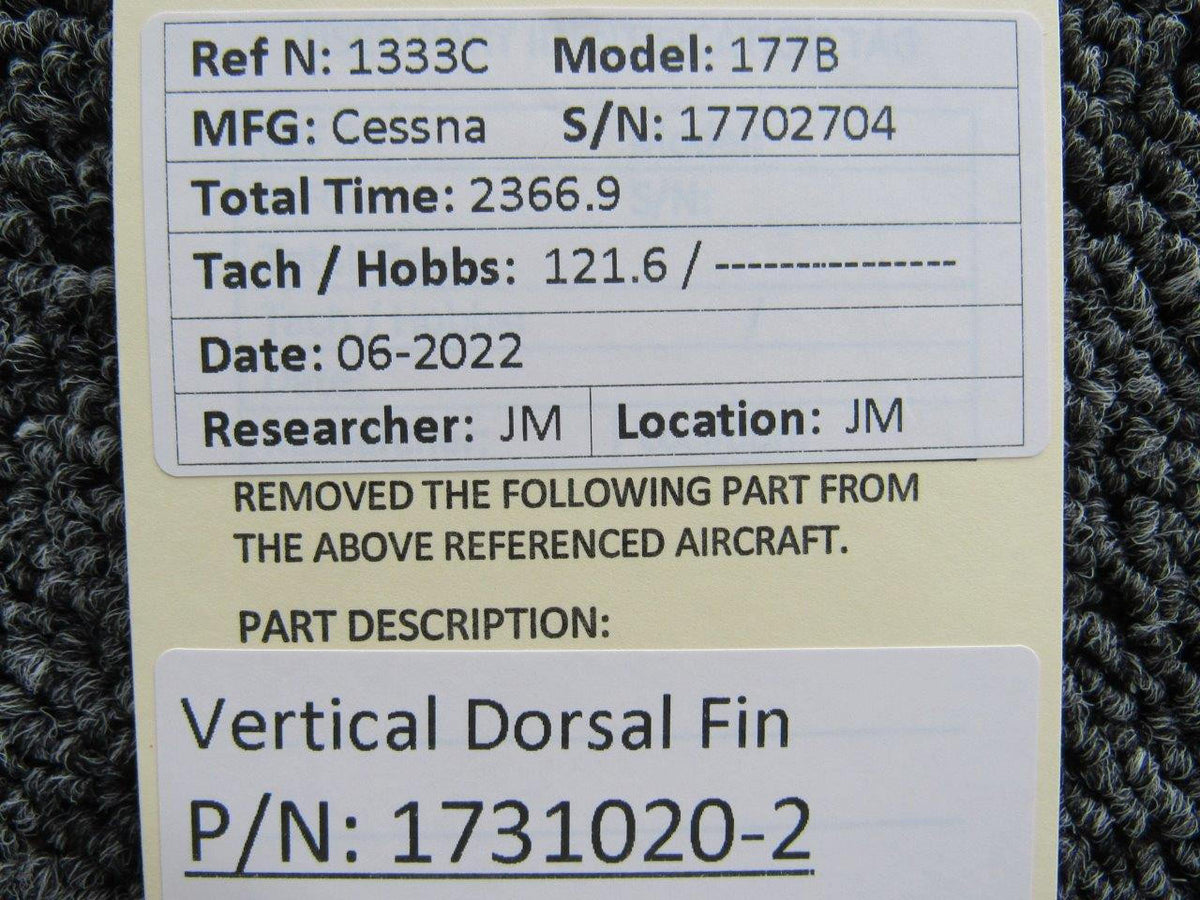 Cessna Aircraft Parts 1731020-2 Cessna 177B Vertical Dorsal Fin