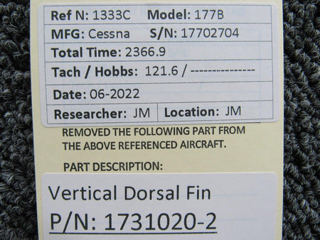 Cessna Aircraft Parts 1731020-2 Cessna 177B Vertical Dorsal Fin