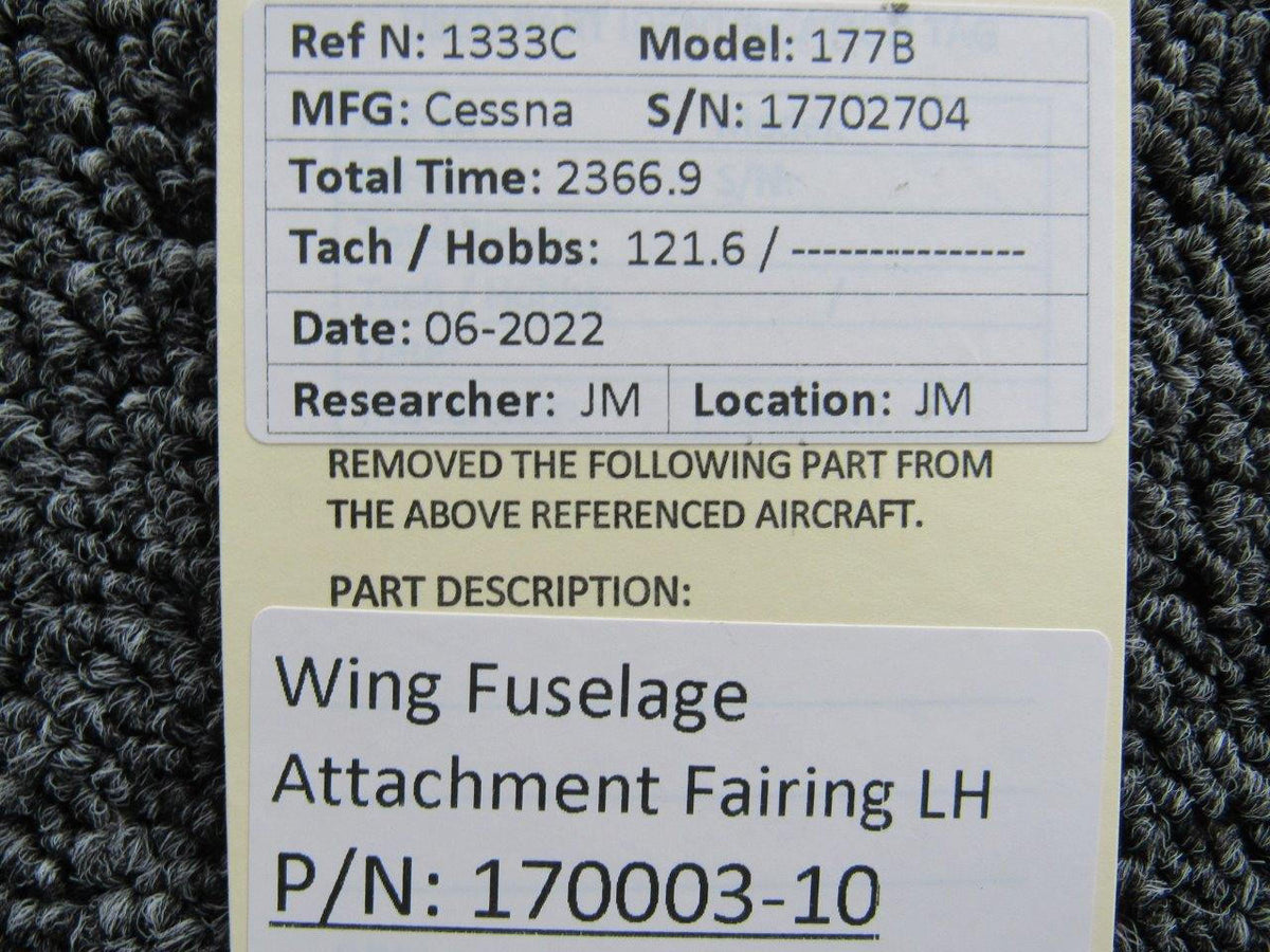 Cessna Aircraft Parts 1710003-10 Cessna 177B Wing Fuselage Attachment Fairing Assembly LH