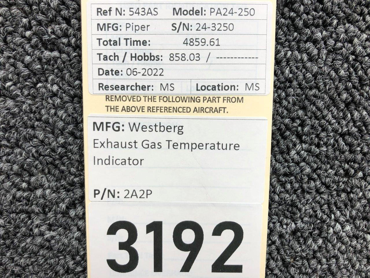 Westberg 2A2P Westberg Exhaust Gas Temperature Indicator W/ Probe