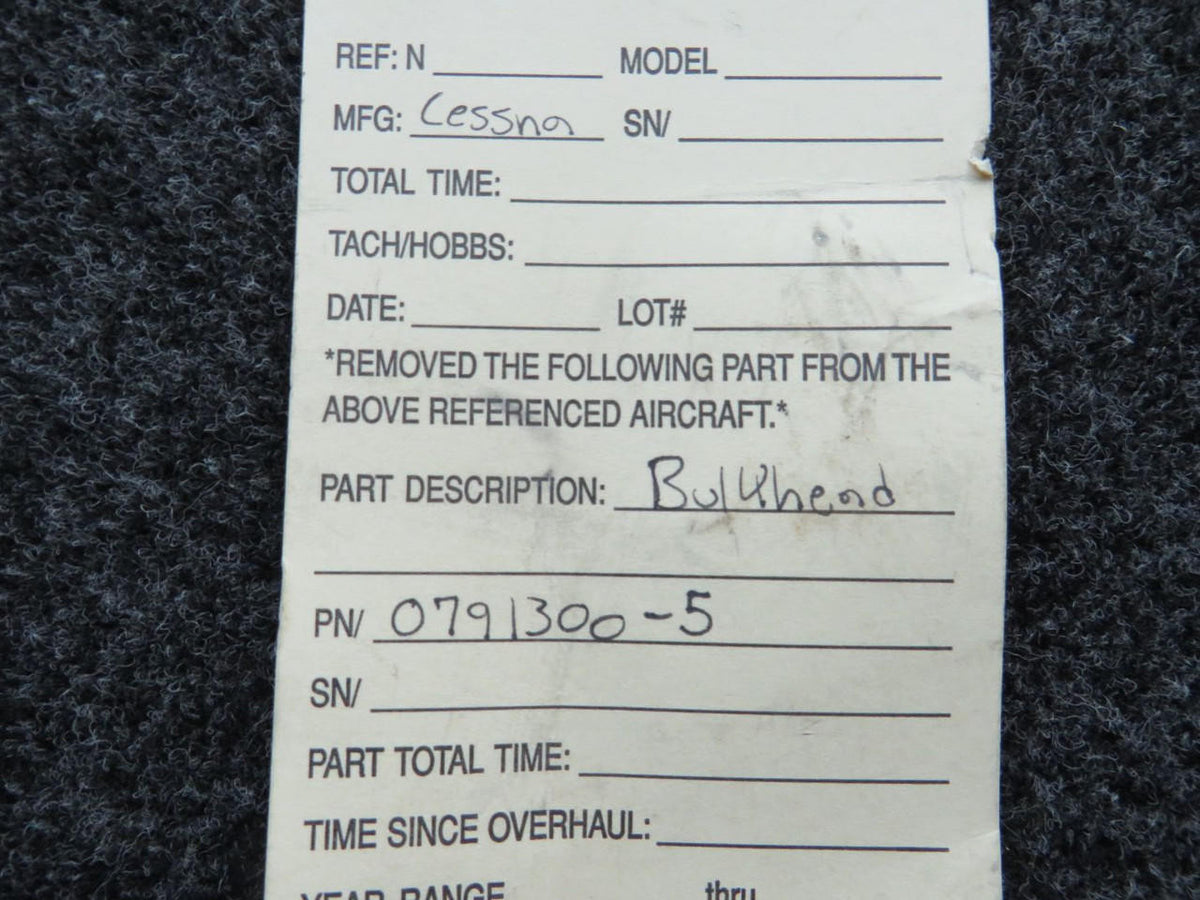 Cessna Aircraft Parts 0791300-5 Cessna Bulkhead Assembly