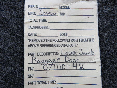 Cessna Aircraft Parts 0711101-42 Cessna Lower Baggage Door Jamb