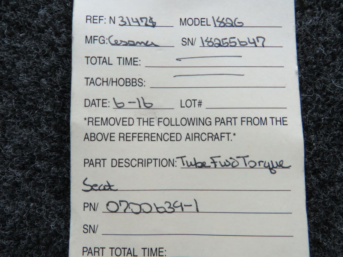 Cessna Aircraft Parts 0700639-1 Cessna 182G Seat Torque Tube Forward