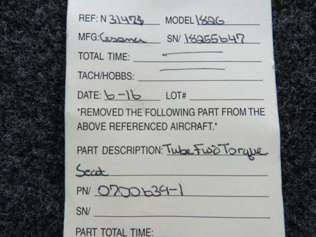 Cessna Aircraft Parts 0700639-1 Cessna 182G Seat Torque Tube Forward