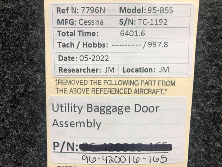 Beechcraft Parts 96-420016-165 Beechcraft 95-B55 Utility Baggage Door Assembly