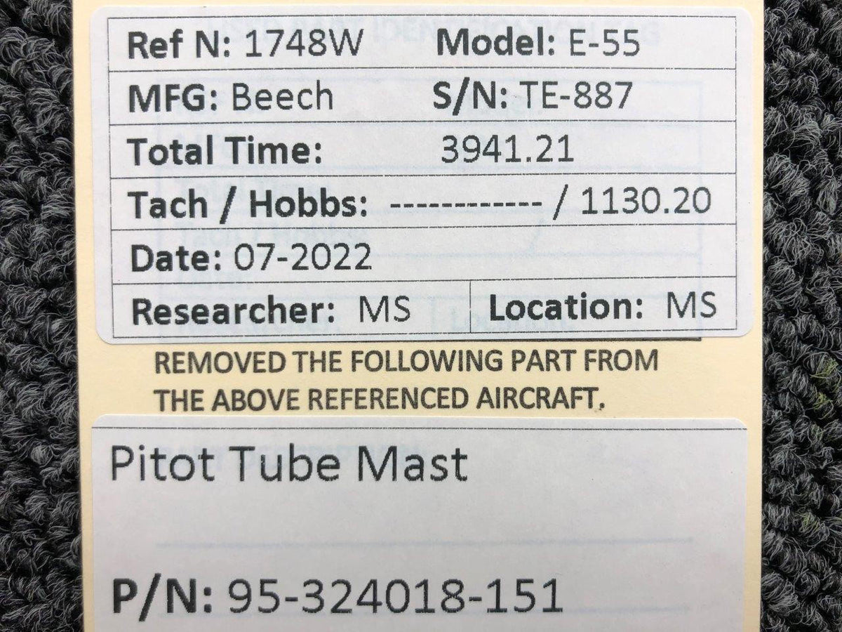 Beechcraft Parts 95-324018-151 Beechcraft E-55 Pitot Tube Mast