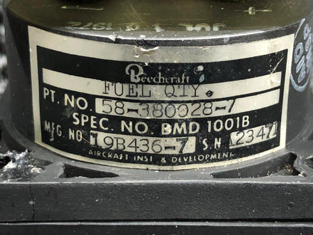 58-380028-7 (MPN: BMD-1001B) Aircraft Instruments Fuel Quantity Indicator BAS Part Sales | Airplane Parts