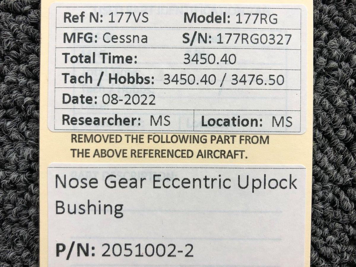 2051002-2 Cessna 177RG Nose Gear Eccentric Uplock Bushing BAS Part Sales | Airplane Parts