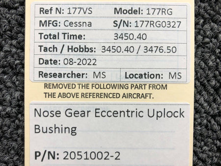 2051002-2 Cessna 177RG Nose Gear Eccentric Uplock Bushing BAS Part Sales | Airplane Parts