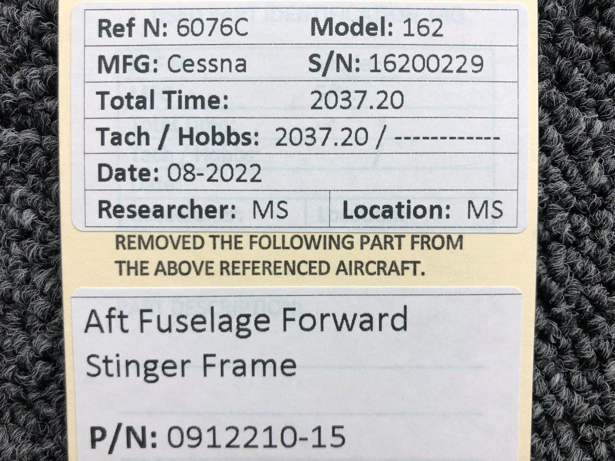0912210-15 Cessna 162 AFT Fuselage Forward Stinger Frame BAS Part Sales | Airplane Parts