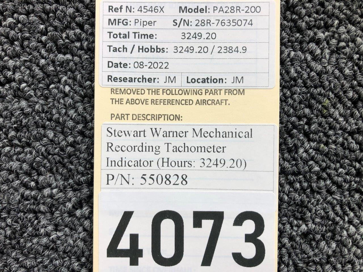 Stewart-Warner 550828 Stewart Warner Mechanical Recording Tachometer Indicator Hours 3249.20