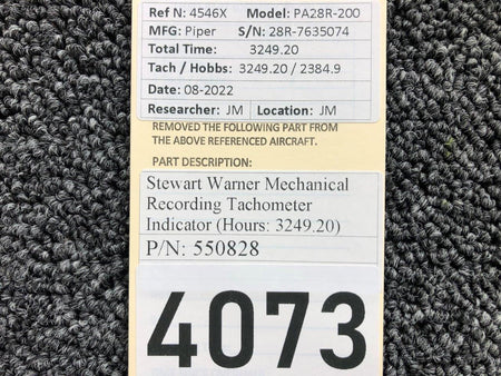 Stewart-Warner 550828 Stewart Warner Mechanical Recording Tachometer Indicator Hours 3249.20
