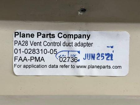Plane Parts Co 01-028310-05 Plane Parts Company Vent Control Duct Adapter