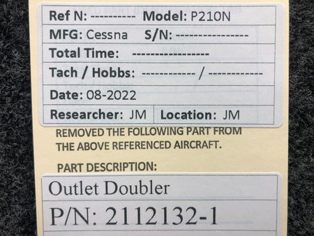 Cessna Aircraft Parts 2112132-1 Cessna P210N Outlet Doubler