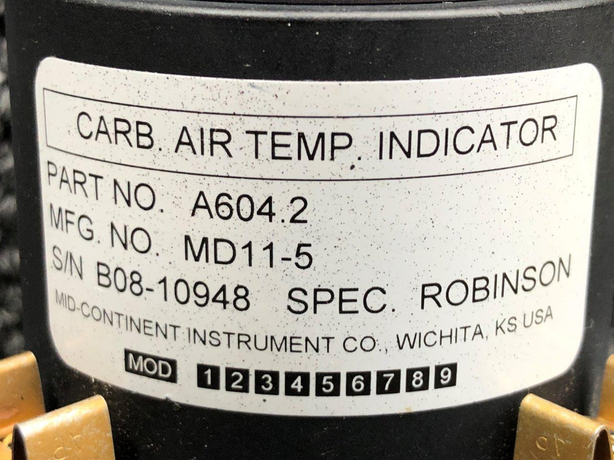 A604-2 (MPN MD11-5) Mid-Continent Carburetor Air Temperature Indicator BAS Part Sales | Airplane Parts