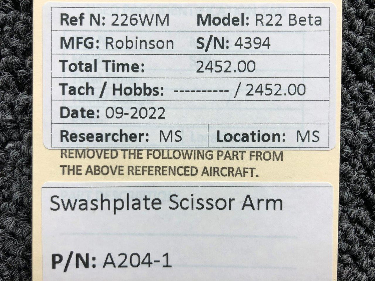 A204-1 Robinson R22 Beta Swashplate Scissor Arm BAS Part Sales | Airplane Parts