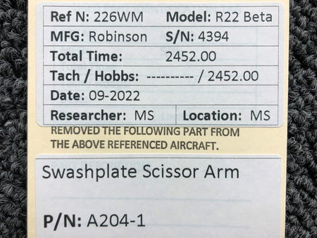 A204-1 Robinson R22 Beta Swashplate Scissor Arm BAS Part Sales | Airplane Parts