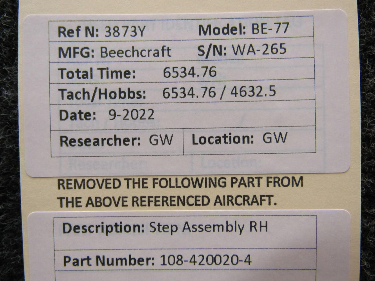 Beechcraft Parts 108-420020-4 Beechcraft BE-77 Step Assembly RH