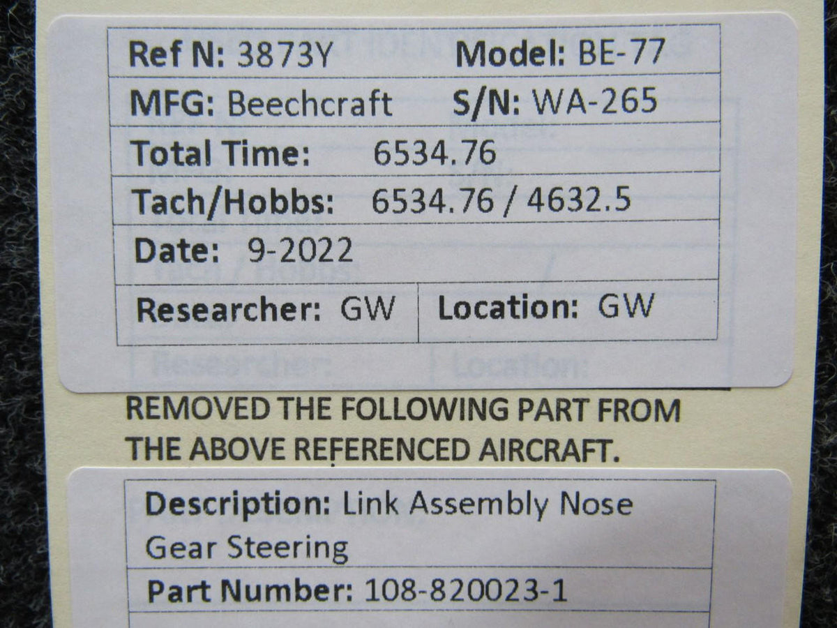 Beechcraft Parts 108-820023-1 Beechcraft BE-77 Link Assembly Nose Gear Steering