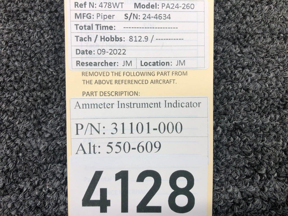 31101-000 (ALT: 550-609) Ammeter Indicator BAS Part Sales | Airplane Parts